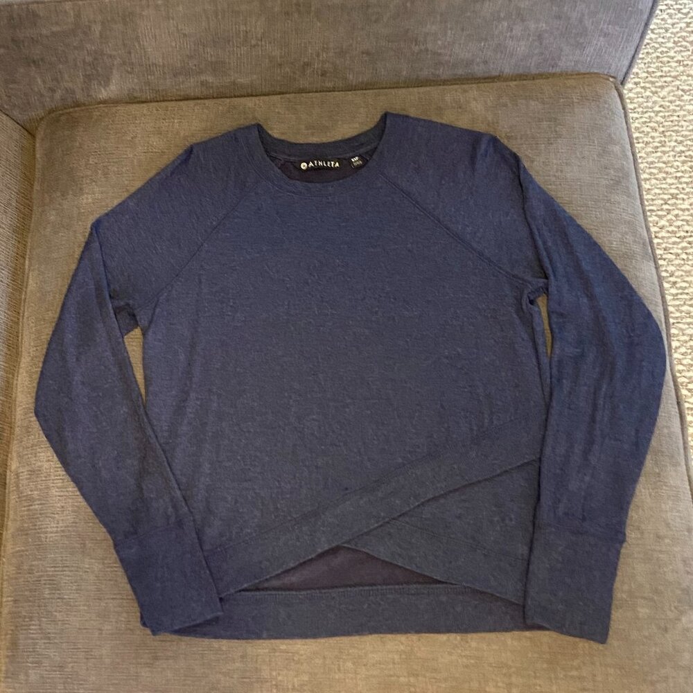 Athleta Sweatshirt Criss Cross Front Blue XS petite